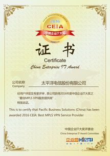 太平洋電信榮膺2016 CEIA最佳MPLS VPN服務(wù)提供商，彰顯政企市場(chǎng)領(lǐng)導(dǎo)地位